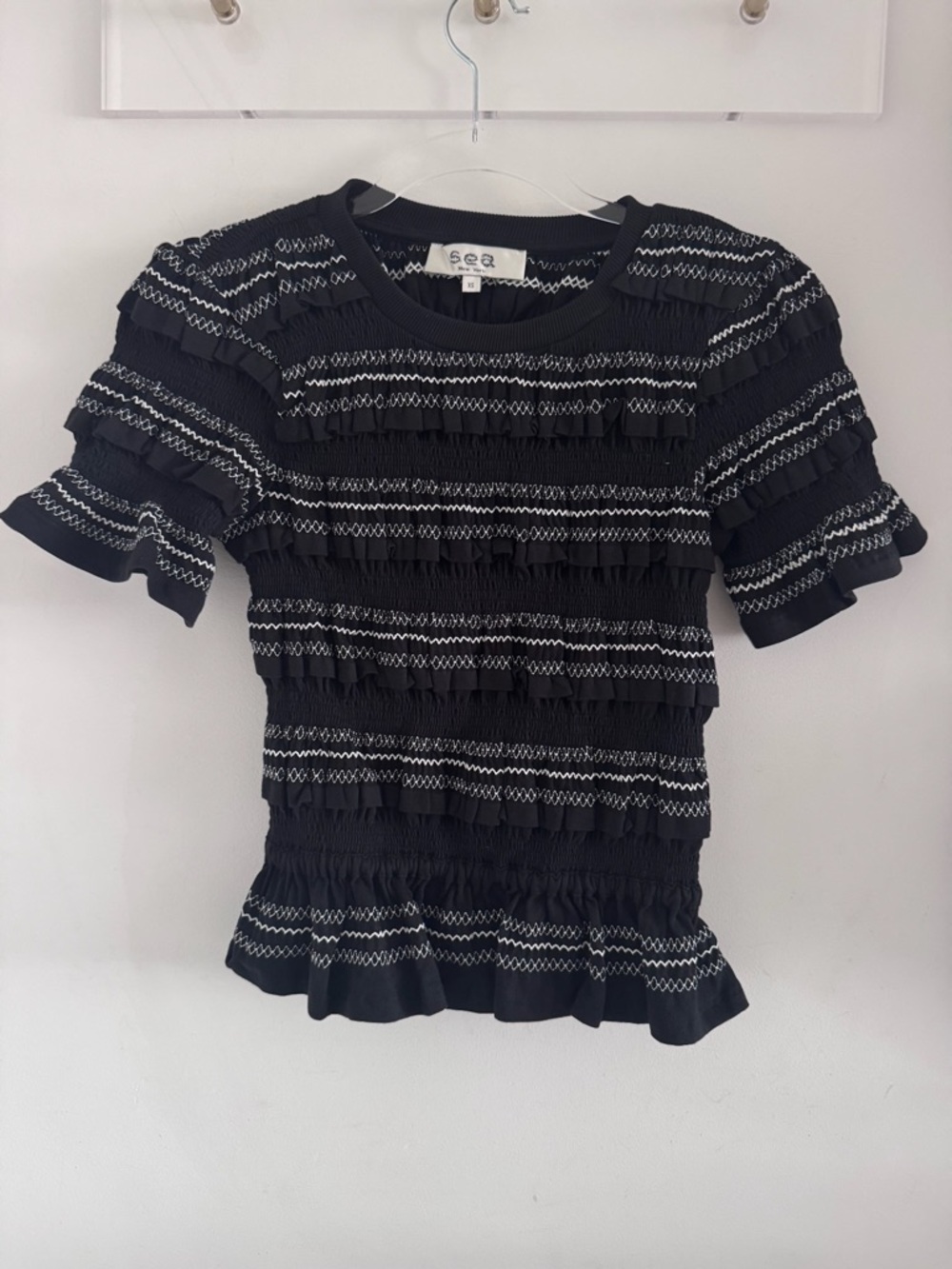 Sea Mable Cambric  Cotton smocked top